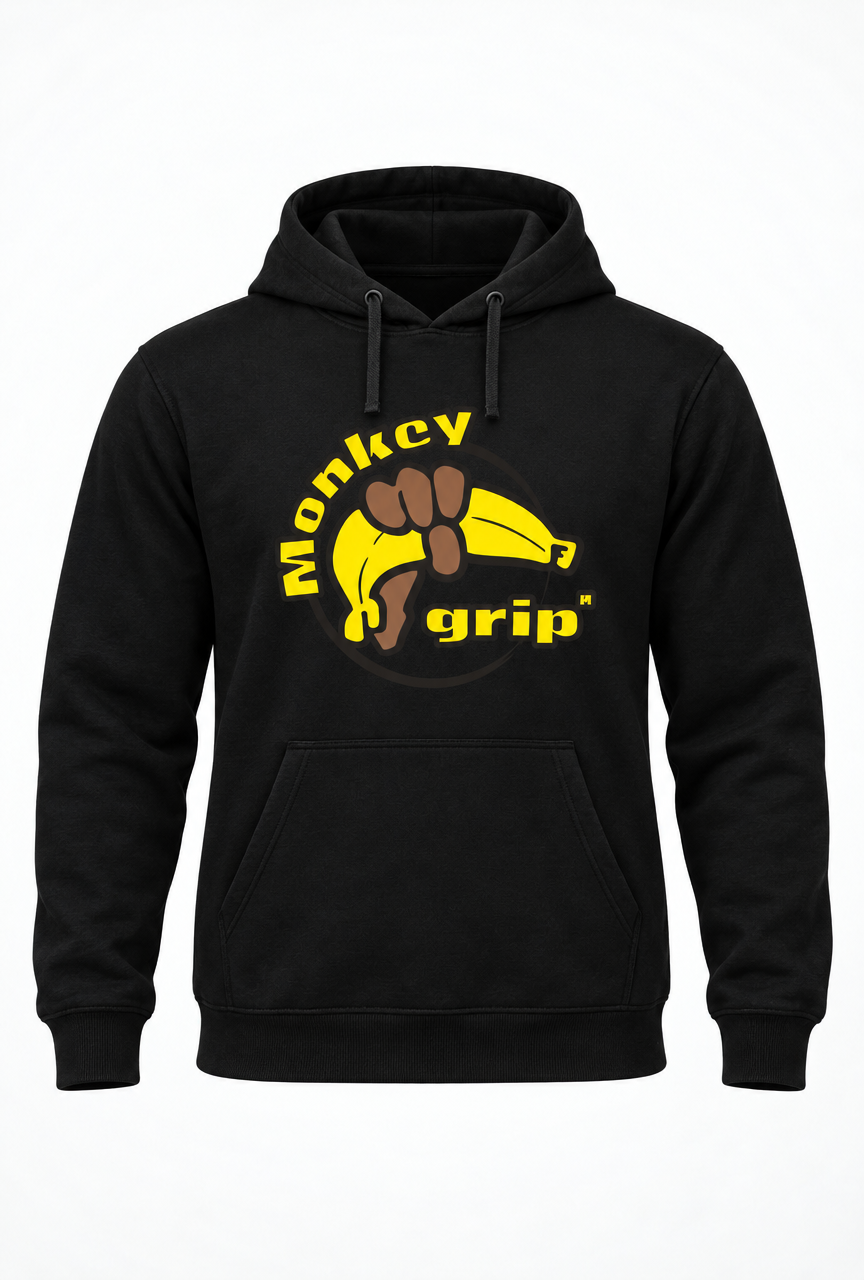 Svart barn-hoodie med Monkey Grip-logga