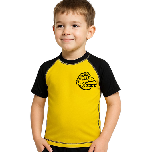 Competition Rashguard Barn gul framifrån - IBJJF-godkänd