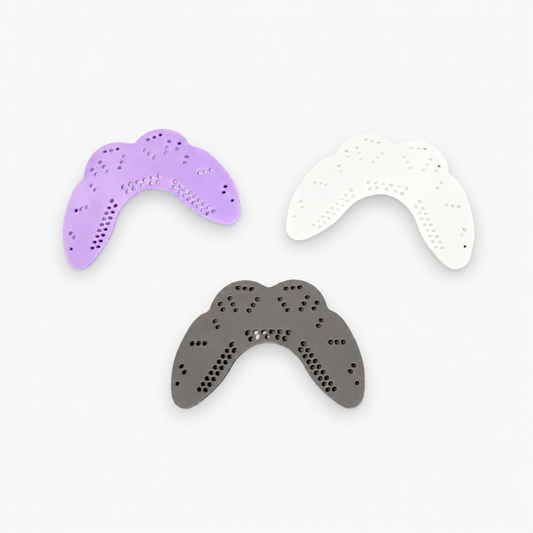 Monkey Grip Tandskydd – svart, vit och lila